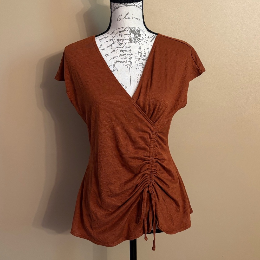 Max Studio Rutched Wrap Blouse